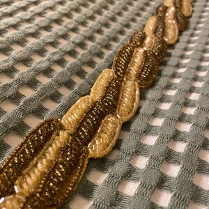 Anthropologie Brown and Cream Beaded Belt